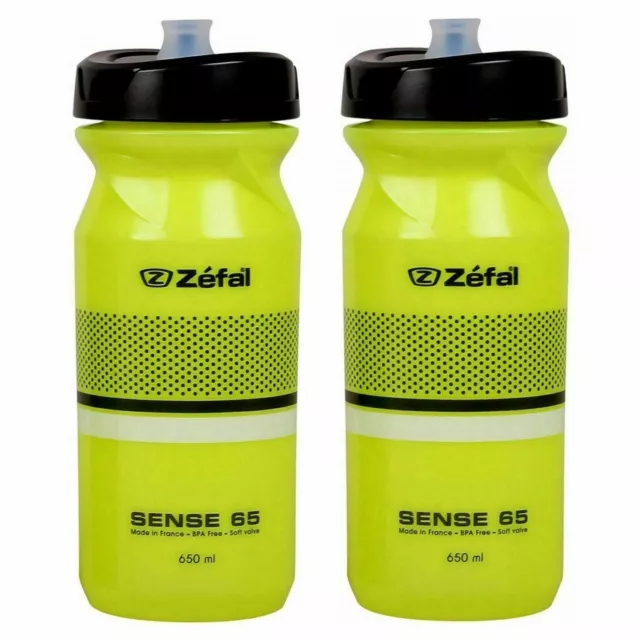 Zefal Sense 65 Yellow Hi Vis Soft 650ml Sports Water Bottle  - Pack Of 2