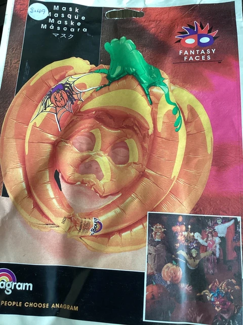 RARE COLLECTABLE FANTASY Faces inflatable balloon mask PUMPKIN #04239 ...