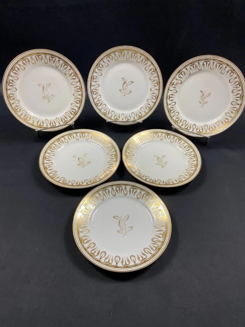 Set De 6 Assiettes à Dessert En Porcelaine Blanche Avec Liseré Doré - Diamètre 20 Cm, Raffinées Pour Fêtes Et Brunch