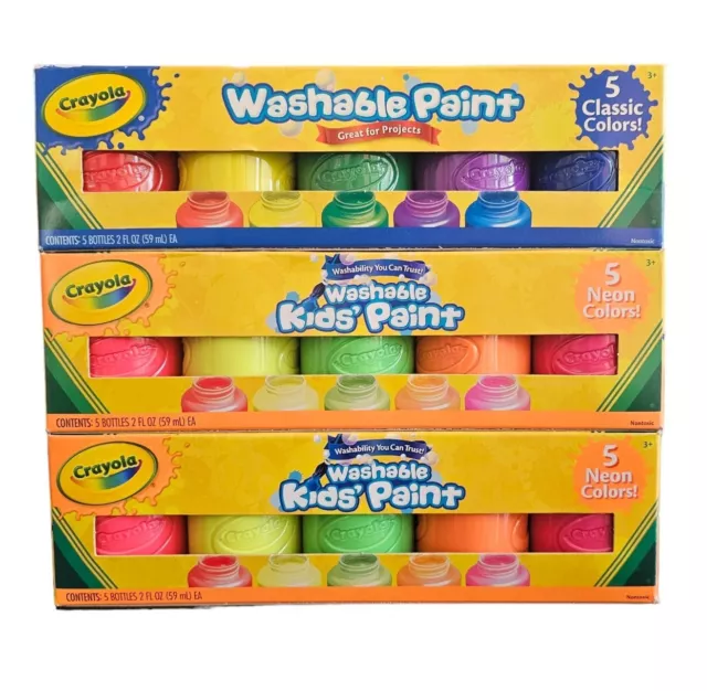15pc Crayola Paint Washable Neon & Classic Non-Toxic Water Based Art Craft 3y+