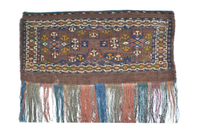 nr EC55 Handgeknüpfter Teppich Turkmen Antik Wolle ca 83 x 38 cm