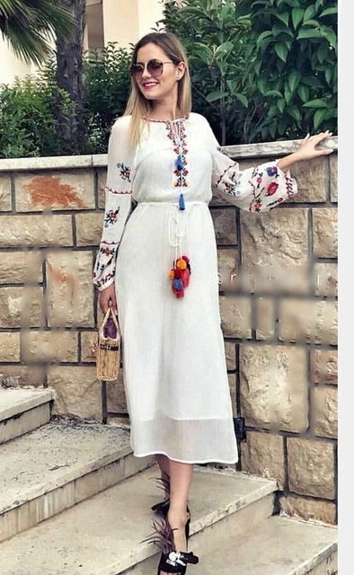 ZARA ROBE LONGUE Brodee Kimono Tunique Robe Maxi Robe Tunique Broderie S M EUR 62 95 PicClick FR