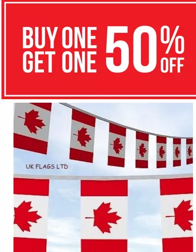 10 20 50 100 Metre Canada Day 1st July Canadian Maple Leaf Flag Bunting