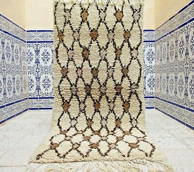Vintage Moroccan Tribal Rug Handmade Azilal Area Carpet Berber wool Old kilim