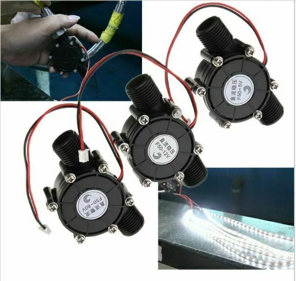 Generador de turbina de agua 10W micro hidroeléctrico hágalo usted mismo led potencia CC 5V 12V