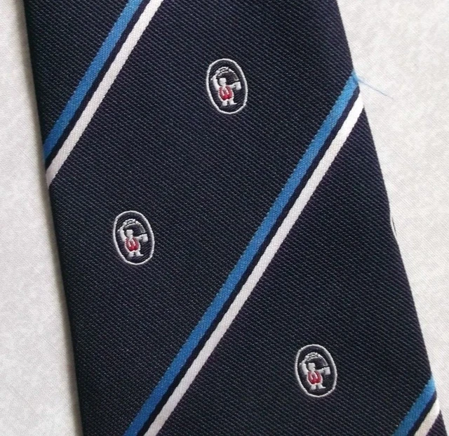 Tie Necktie Vintage Mens Crested Club Association Society NAVY
