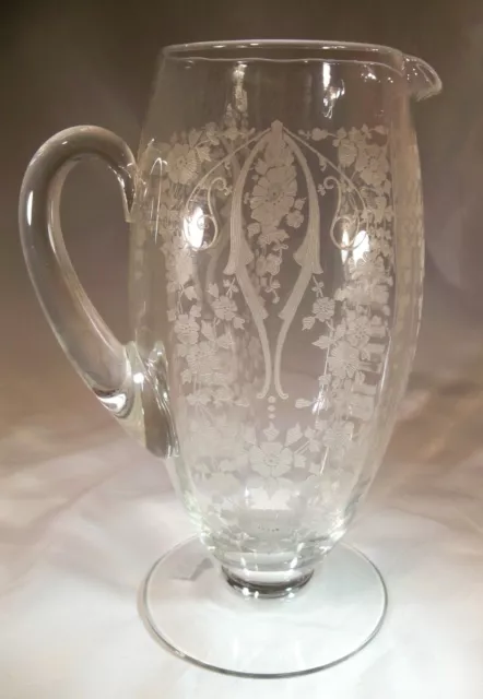 Cambridge Diane Etch Crystal #1205 64-Ounce Blown Footed Beverage Pitcher!