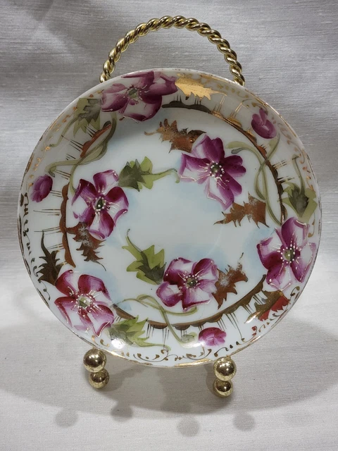 Vintage Made in Japan Decorative Plate 5-1/2” Floral Gold Hand Painted