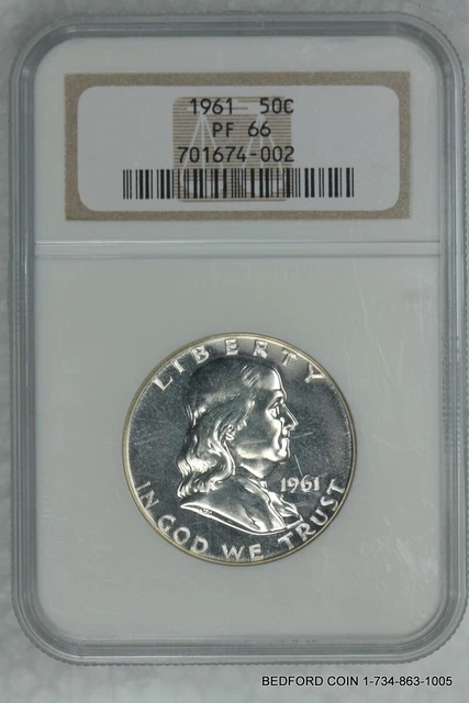 NGC PF66 1961 FRANKLIN SILVER HALF DOLLAR PROOF 50c  (BC02)