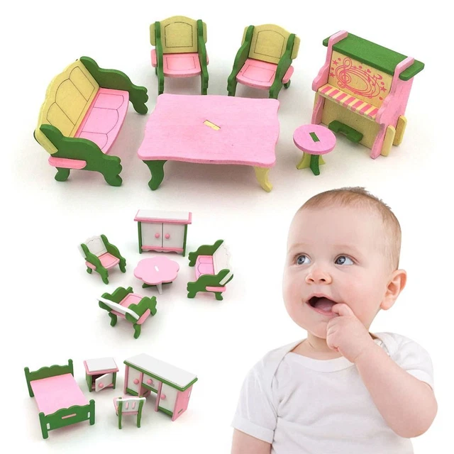 Room Set Doll Toys Kitchen Table Miniature Family Toy Doll House Toy Kit