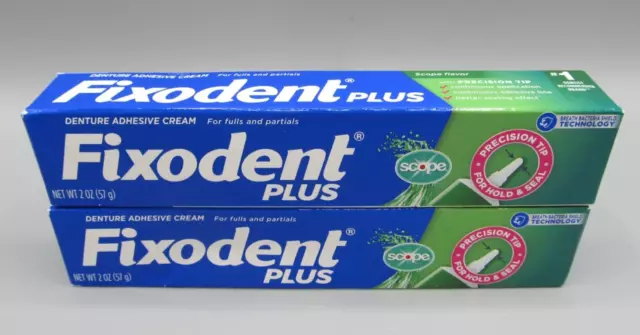 Fixodent Plus Denture Adhesive Cream SCOPE, 2oz (Pack of 2) NEW Sealed