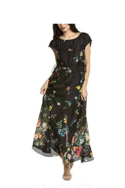 Johnny Was Houstein Cora Silk Maxi Dress Women's Black Small