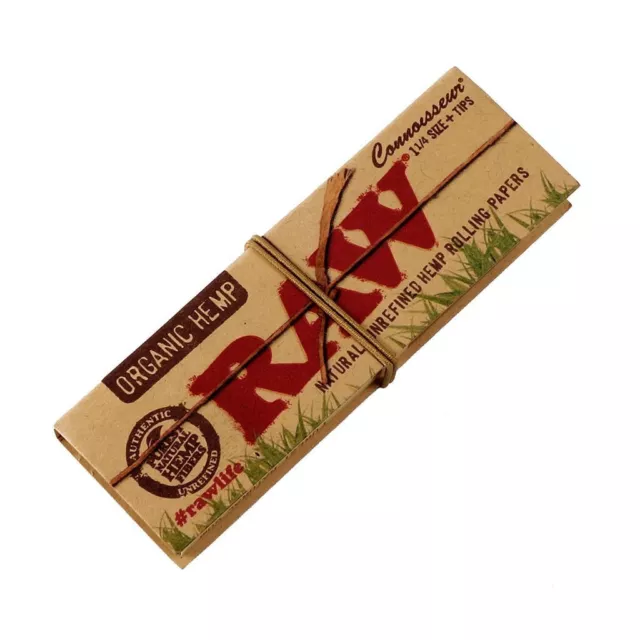 RAW Organic Hemp 1 1/4 Rolling Papers with Tips Natural Unrefined Smoking 2