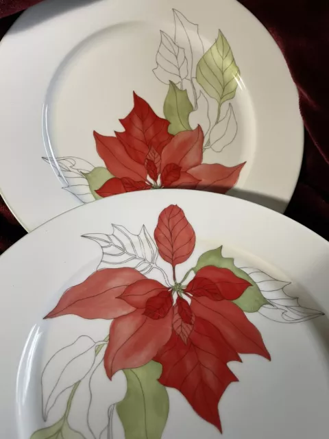 1982 Set 4 Watercolors Block Spal Poinsettia  Portugal  Dinner Plates