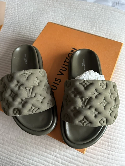 louis vuitton pillow slides khaki