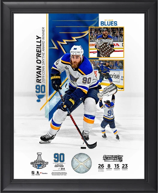 Ryan O Reilly Blues 2019 Stanley Cup Champs 16x20 MVP Collage & Piece of GU Net