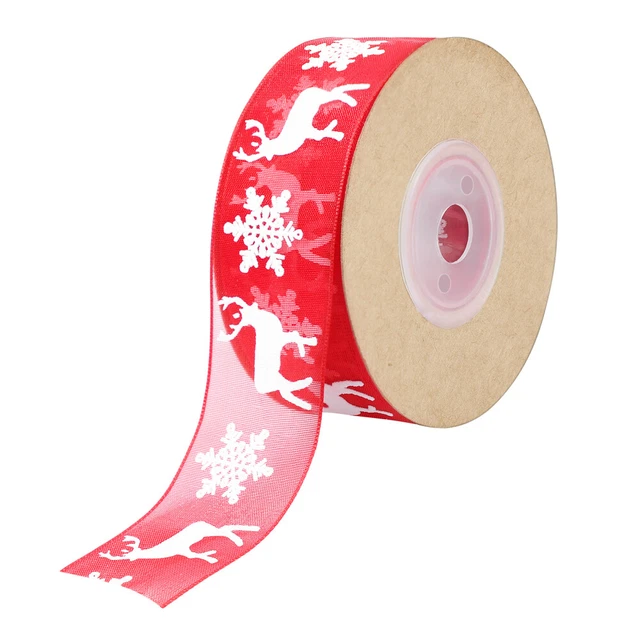 Amosfun 10m Weihnachtsband Schneeflocke Hirsch Muster Craft Trim Ribbon Geschenk