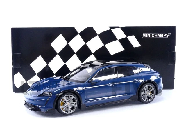 Bburago Porsche Taycan Turbo S - Modèle Échelle 1/24 En Métal Avec Portes Ouvrantes - Bleu
