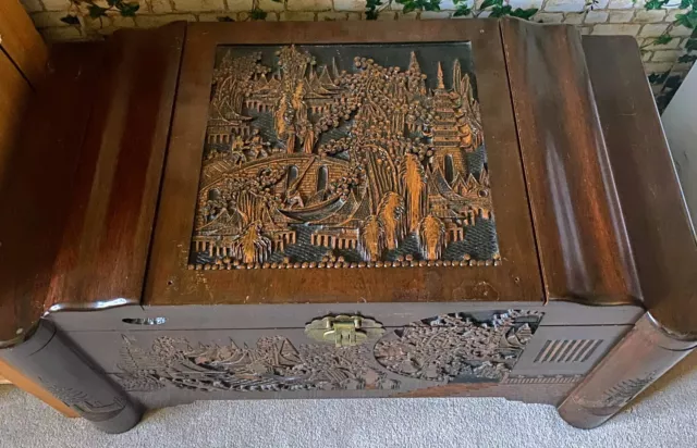 Camphor wood Chinese carved large chest....in nice condition 2