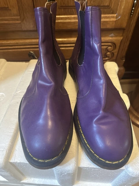 DR. DOC MARTENS 2976 Purple Leather Chelsea Slip-On Boots Men's 11 UK ...