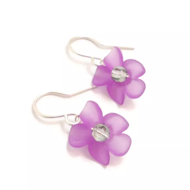 Violet Purple Lucite Orchid Earrings - Custom Colors