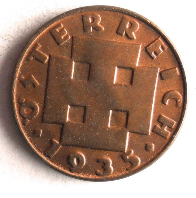 1935 AUSTRIA 2 GROSCHEN - Excellent Coin - FREE SHIP - Bin #108