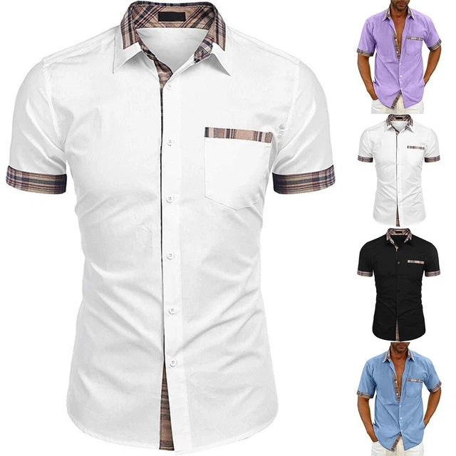 Abito da uomo camicie business casual fit top maniche corte in più colori