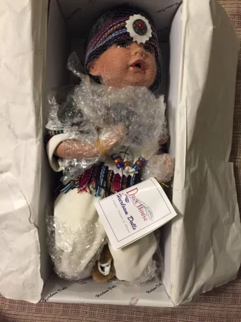 (Duck House Heirloom) Kneeling Native Child Porcelain Doll with COA   NEW