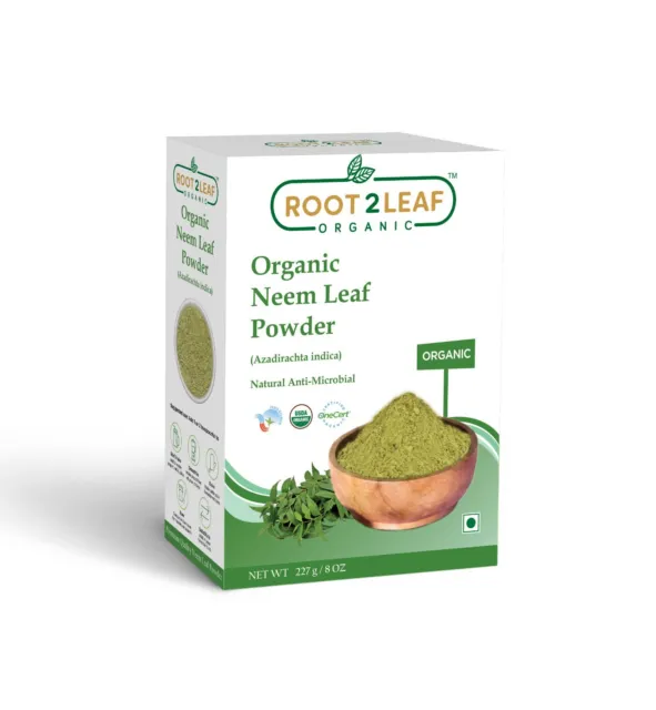Neem Leaf Powder 8 Oz / 227 gram For Healthy Hair and Skin by Root2Leaf Organic