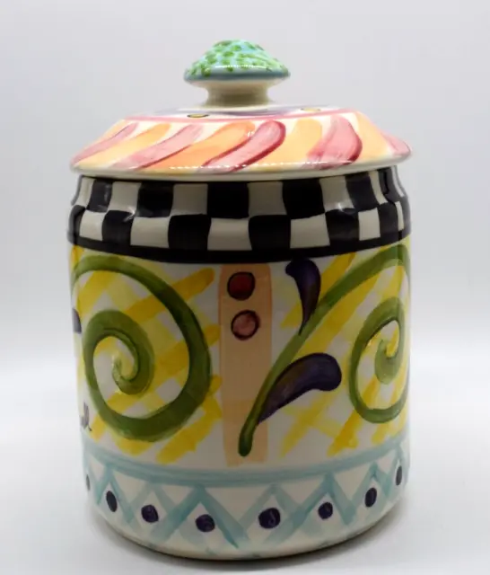 VTG Large Razzle Dazzle Canister Vicki Carroll Studio Signed Retired Made In USA