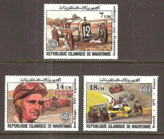 Mauritania #500, 502-503 Mnh Grand Prix France Auto Racing