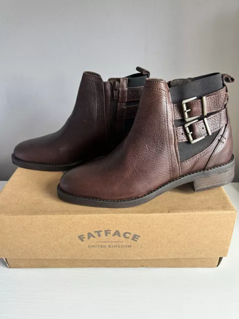 LADIES FATFACE LEATHER Brown Acorn Zip Ankle Boots Size 38 Uk5 50.00 PicClick UK