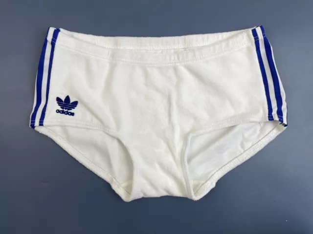 Nuovi Pantaloncini Adidas Vintage Blu Anni '80 Bianchi Made In Slovenia Taglia M Adulto