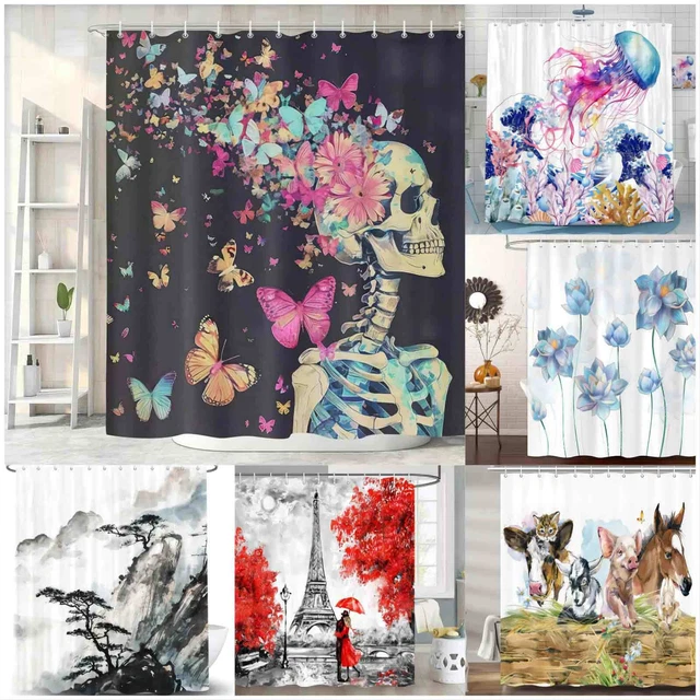 Duschvorhang Weiß EXTRA LANG 180x230 Cm – Textil, Wasserdicht, Mit Ringen, Perfekt Für Hohe Decken
