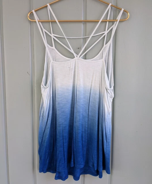 American Eagle Soft & Sexy Slub Womens Plus XXL Tank Strappy Dip Dye Blue 2XL American Eagle Soft & Sexy Slub Womens Plus XXL Tank Strappy Dip Dye Blue 2XL