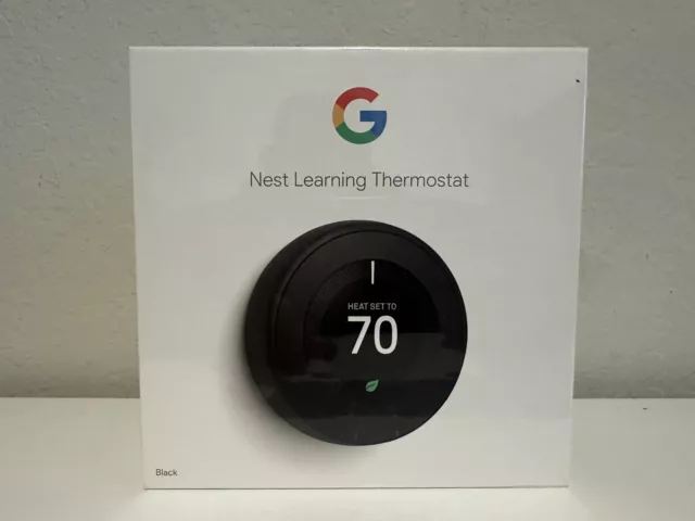 Nest 3rd Generation Learning Black Programmable Thermostat T3016US New Sealed