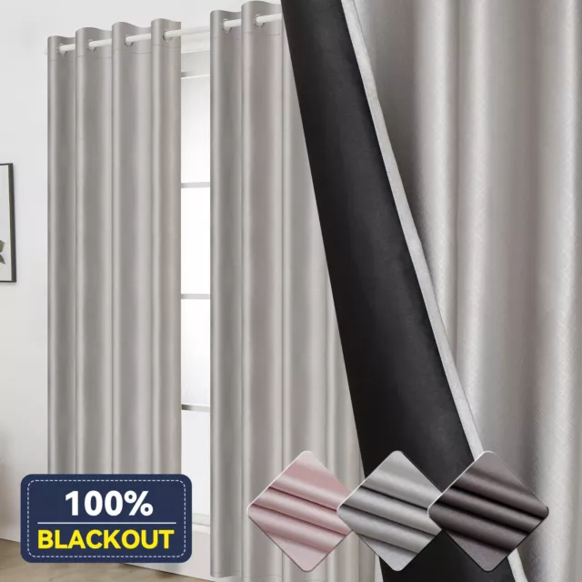 Luxury 100% Blackout Window Curtains Thermal Insulated for Bedroom Living Room