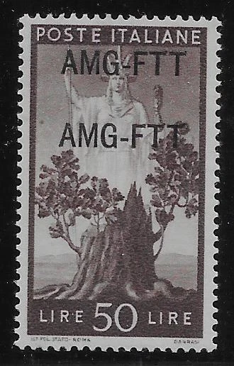 WC1_13683. ITALY: TRIESTE FTT. Double ovpt. 50 L. 1950 DEMOCRATICA. Sas 66B. MNH