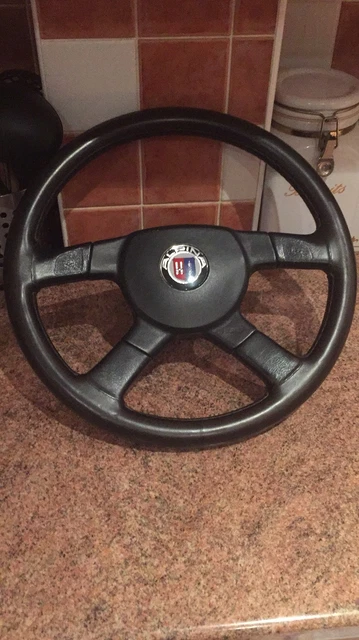 thumbnail image 2 of Wooden 350mm Steering Wheel For BMW Alpina - Black Leather With Wood Rim, Fits E31 E32 E34 E36 92-96 2 of 5