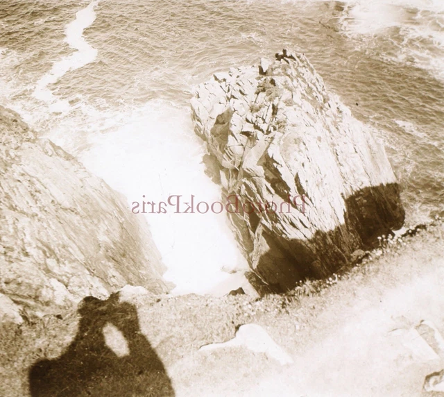 FRANCE Point du Raz c1920 Photo Plaque de verre Stereo Vintage P30L16n4