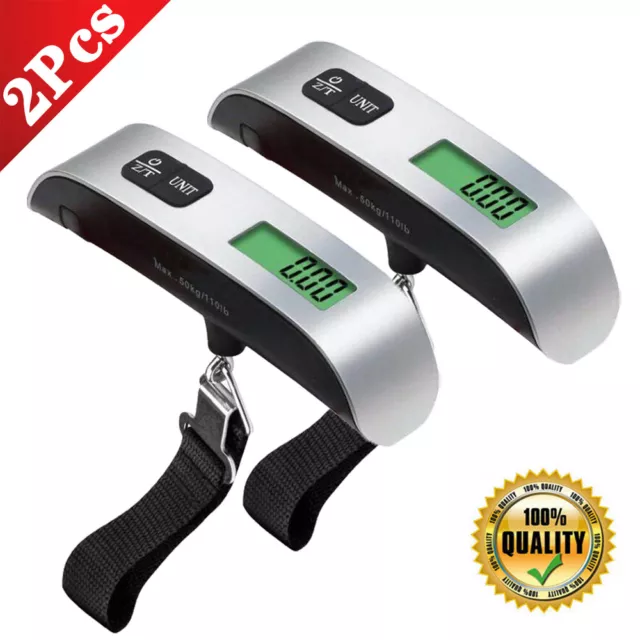 2-Pack Luggage Scale 110lb 50kg Portable Travel LCD Digital Hanging Weight