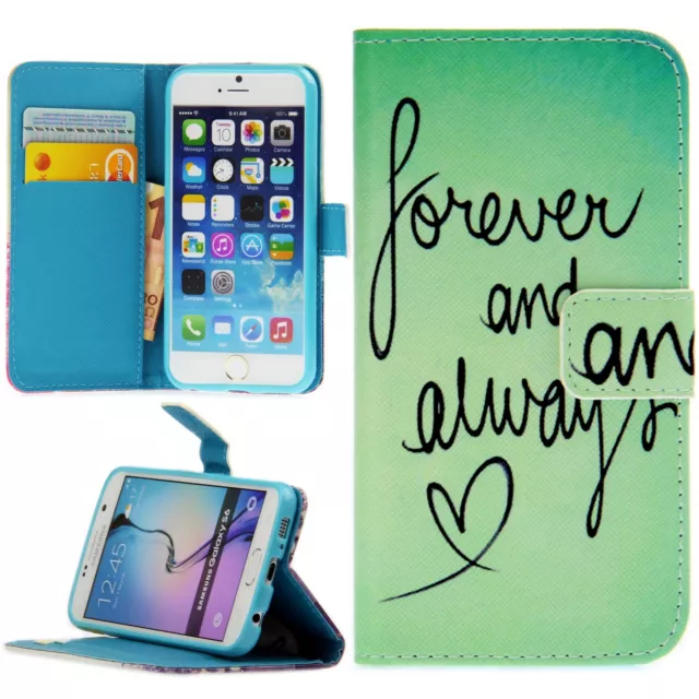 Flip Schutz Handy Hülle Cover Kartenfach Case Klapp Etui Motiv Forever & Always