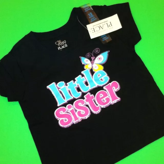 *NEW* "Little Sister" Baby Girls Shirt 12 18 24 Months Gift Black Pink Cute!