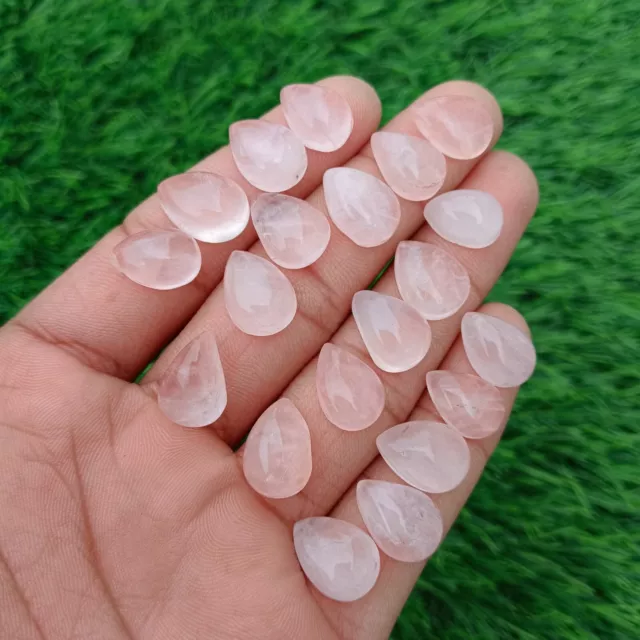 20 Piece Natural Rose Quartz Cabochon Loose Gemstone Wholesale Lot 14x10x6 mm