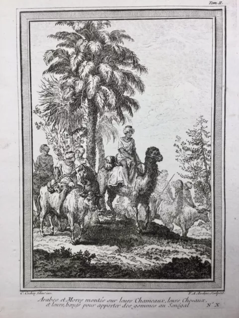 Sénégal en 1746 Commerçant Arabes Chameaux Afrique Rare Gravure Ancienne