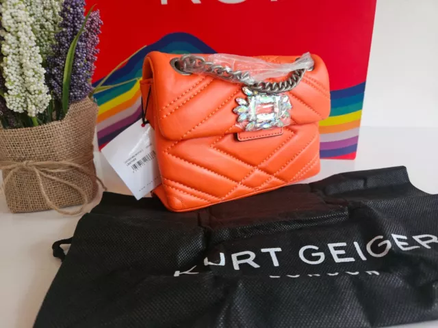 RRP£200🧡Kurt Geiger 🧡London Leather Mini Mayfair X Embellished Shoulder Bag...