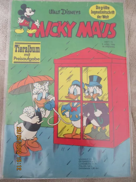 Micky Maus Nr. 15 von 1966, komplett mit Sammelmarke