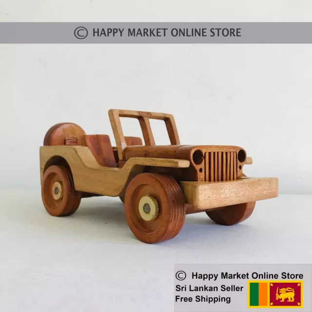 Wooden Toy Jeep Handmade Eco-Friendly Vintage Jeep Model Ornament Kids Toy Gift