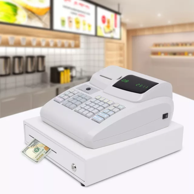 Electronic Cash Register Drawer Box w/ Key LED Display for Retail/Restaurant POS