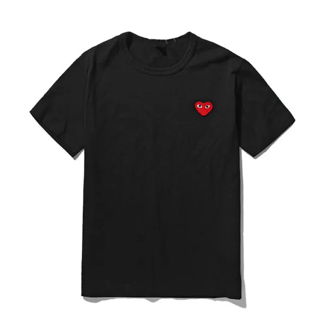 Streetwear Comme Tee des Garcons Play Embroidered Red Heart T-shirt Short Sleeve